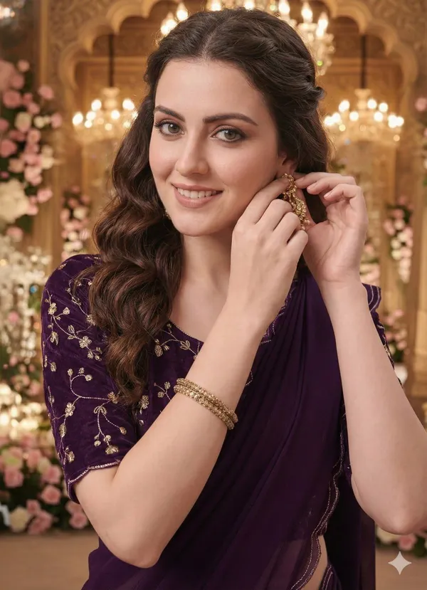 Dark_Maroon_Star_Georgette_Embroidered_Saree_For_Women