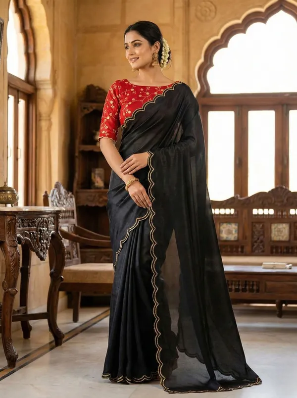 Black_Star_Georgette_Embroidered_Saree_For_Women