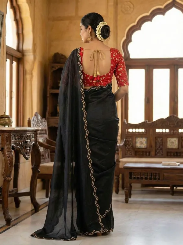 Black_Star_Georgette_Embroidered_Saree_For_Women