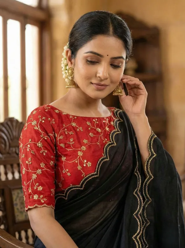 Black_Star_Georgette_Embroidered_Saree_For_Women