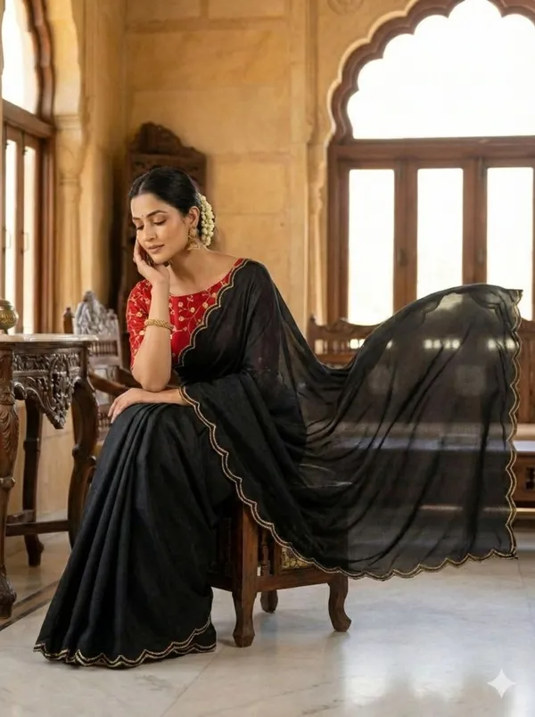 Black_Star_Georgette_Embroidered_Saree_For_Women
