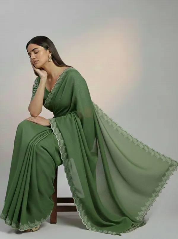Green_Star_Georgette_Embroidered_Kalamkari_Saree_For_Women