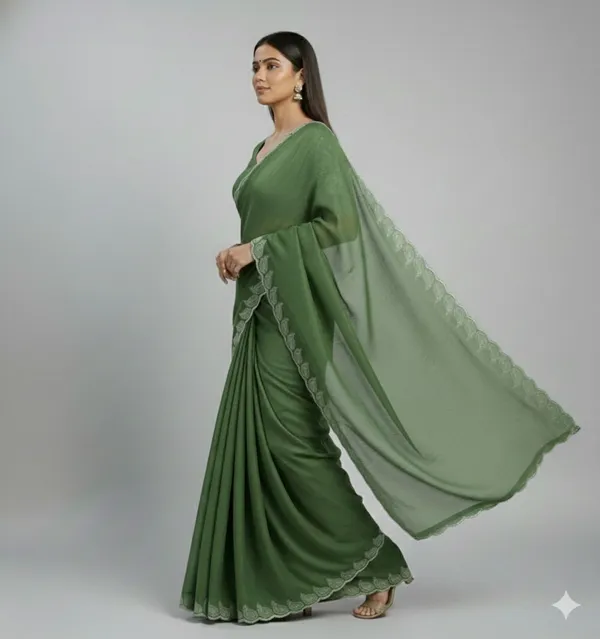 Green_Star_Georgette_Embroidered_Kalamkari_Saree_For_Women