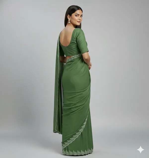 Green_Star_Georgette_Embroidered_Kalamkari_Saree_For_Women