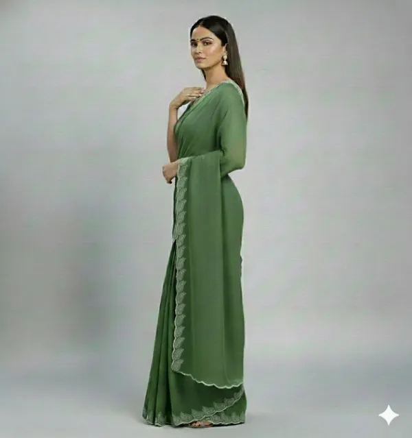 Green_Star_Georgette_Embroidered_Kalamkari_Saree_For_Women