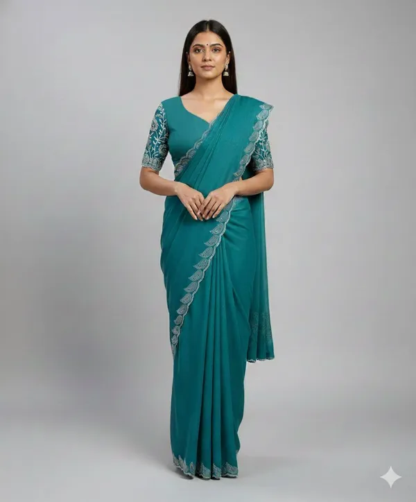 Blue_Star_Georgette_Embroidered_Kalamkari_Saree_For_Women