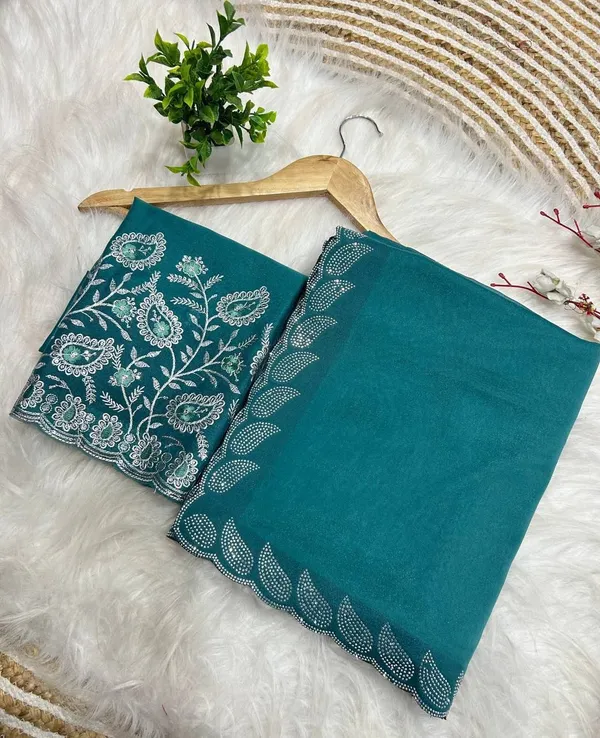 Blue_Star_Georgette_Embroidered_Kalamkari_Saree_For_Women