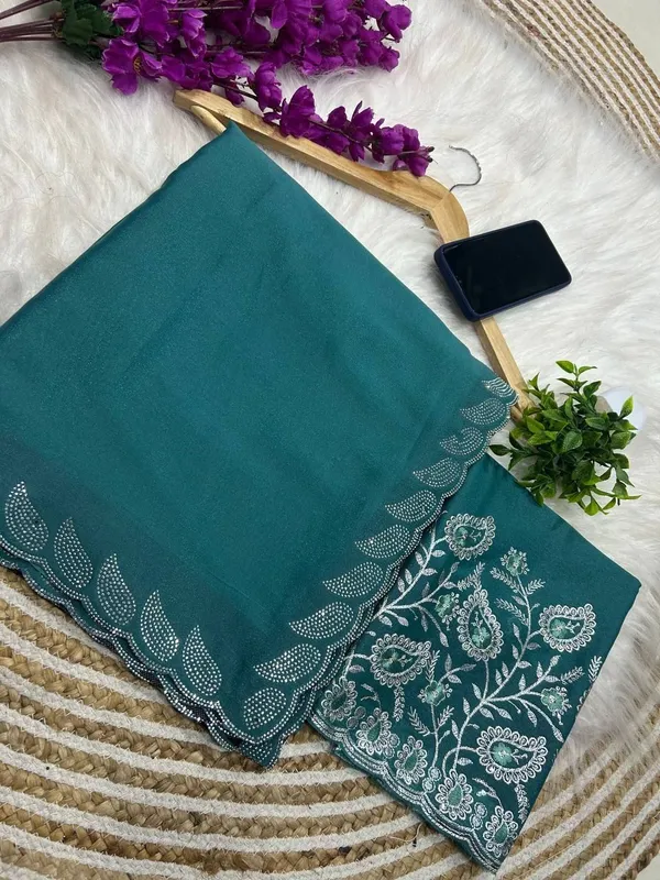 Blue_Star_Georgette_Embroidered_Kalamkari_Saree_For_Women