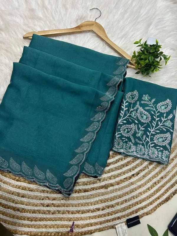 Blue_Star_Georgette_Embroidered_Kalamkari_Saree_For_Women