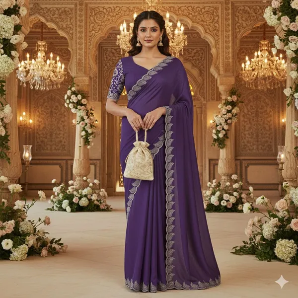 Purple_Star_Georgette_Kalamkari_Embroidered_Saree_For_Women