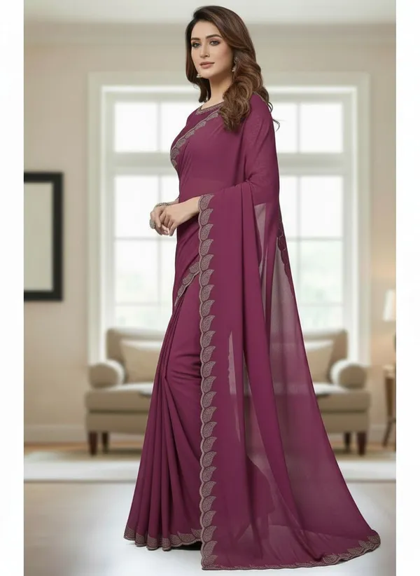 Pink_Star_Georgette_Embroidered_Saree_For_Women