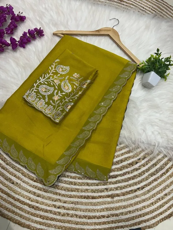 Yellow_Star_Georgette_Kalamkari_Embroidered_Saree_For_Women