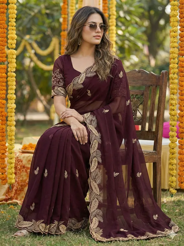 Maroon_Star_Georgette_Embellished_Embroidered_Saree_For_Women