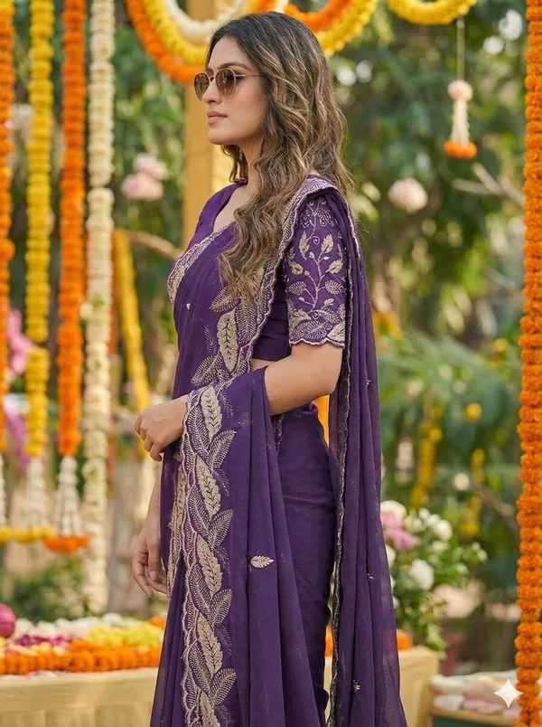 Purple_Star_Georgette_Embroidered_Embellished_Saree_For_Women