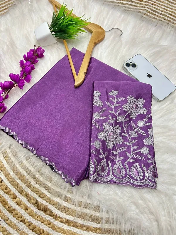 Purple_Star_Georgette_Embroidered_Saree_For_Women