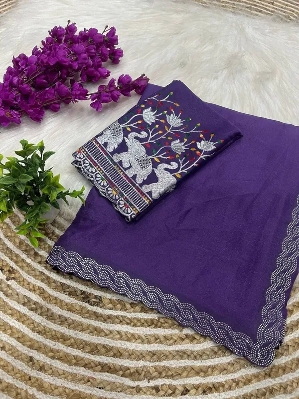 Purple_Star_Georgette_Embroidered_Woven_Saree_For_Women