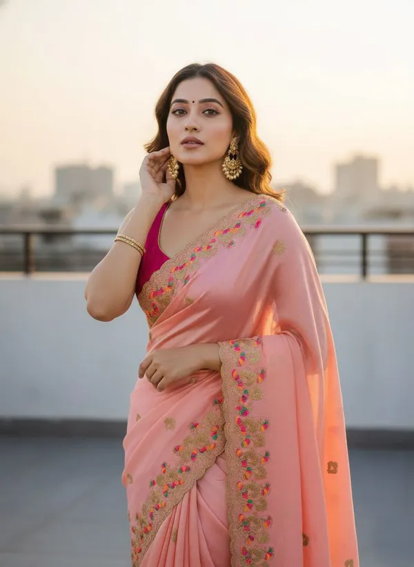 Pink_Star_Georgette_Floral_Embroidered_Saree_For_Women