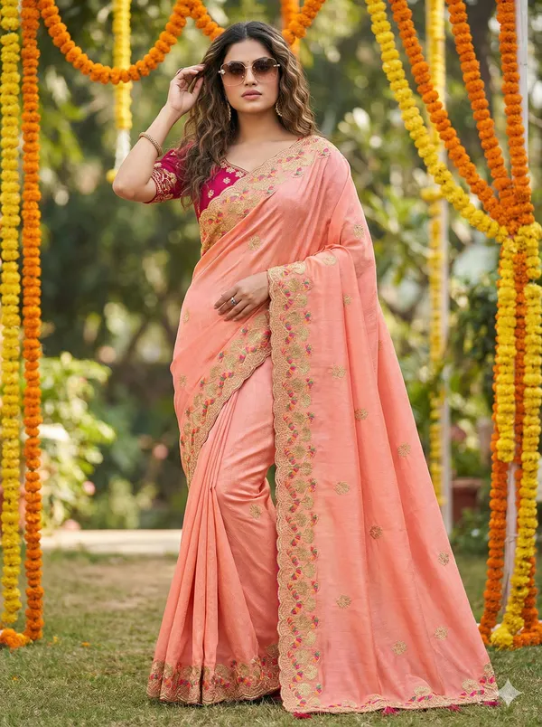 Pink_Star_Georgette_Floral_Embroidered_Saree_For_Women