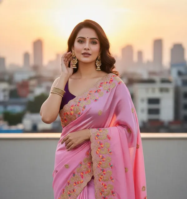 Pink_Star_Georgette_Embroidered_Floral_Print_Saree_For_Women