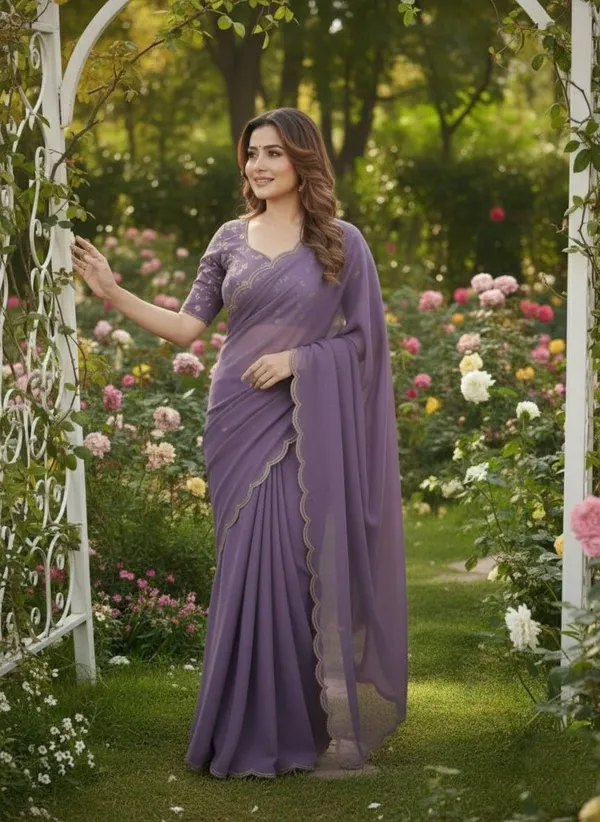 Purple_Star_Georgette_Floral_Print_Saree_For_Women