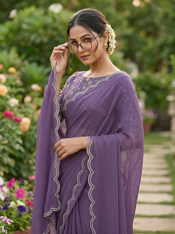 Purple_Star_Georgette_Floral_Print_Saree_For_Women