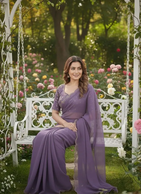Purple_Star_Georgette_Floral_Print_Saree_For_Women