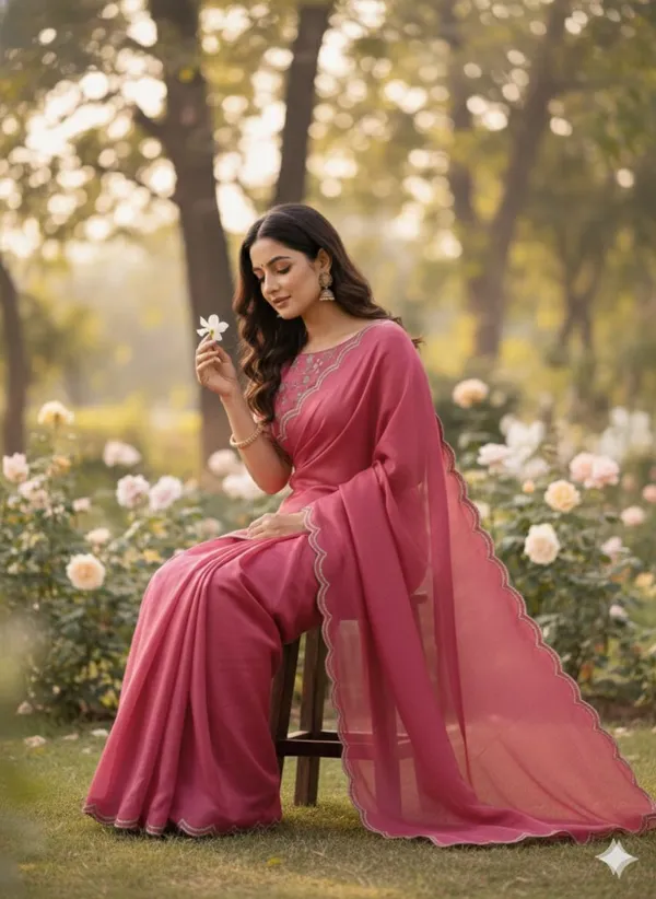 Pink_Star_Georgette_Woven_Embroidered_Saree_For_Women