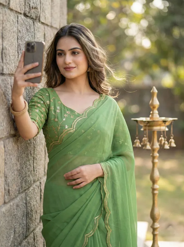 Green_Star_Georgette_Floral_Print_Saree_For_Women