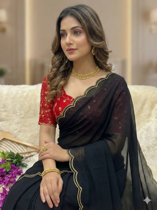 Black_Star_Georgette_Floral_Print_Saree_For_Women