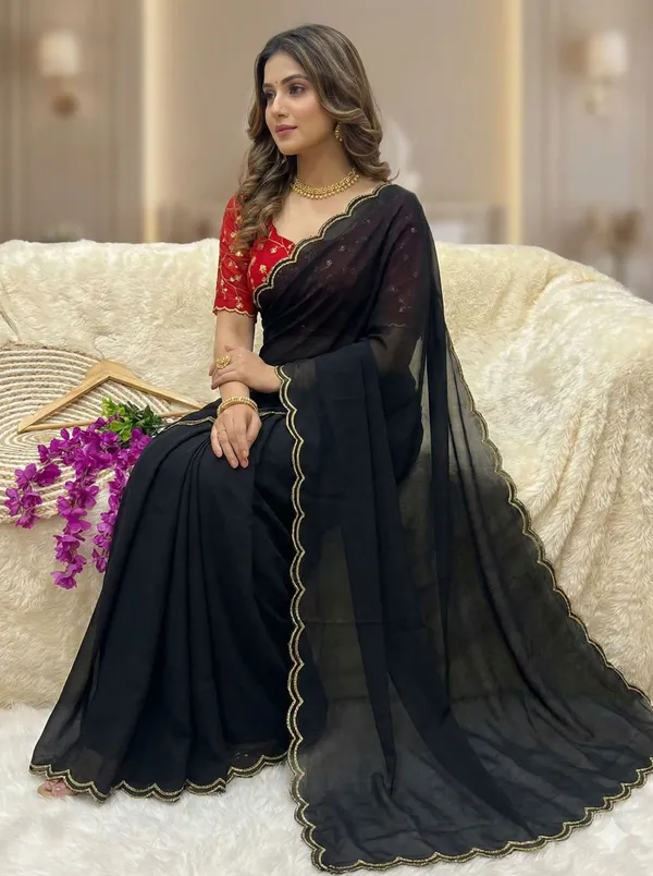 Black_Star_Georgette_Floral_Print_Saree_For_Women