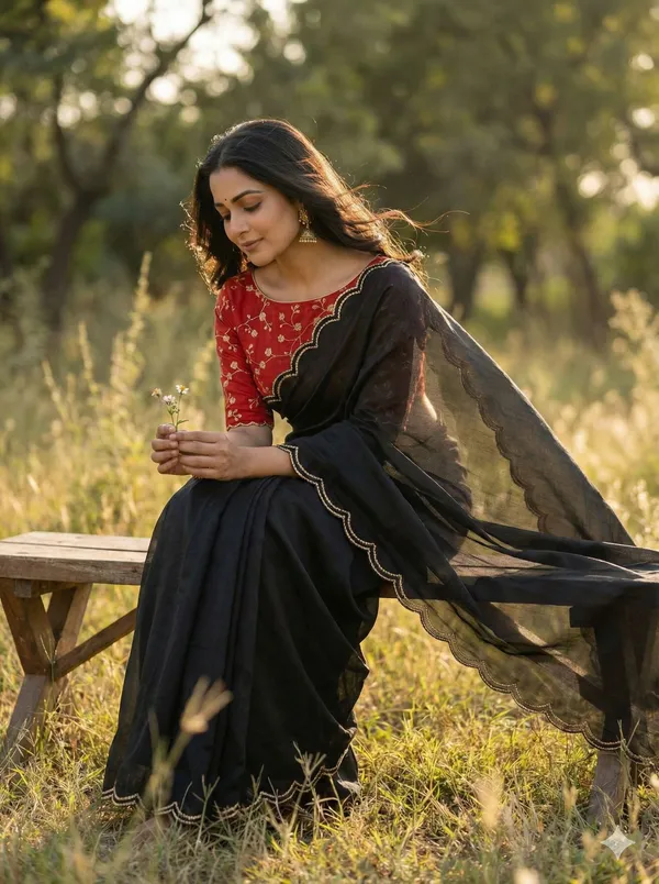 Black_Star_Georgette_Floral_Print_Saree_For_Women