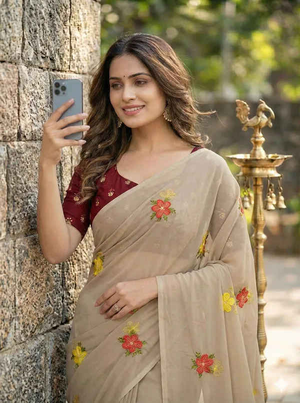 Beige_Star_Georgette_Embroidered_Saree_For_Women