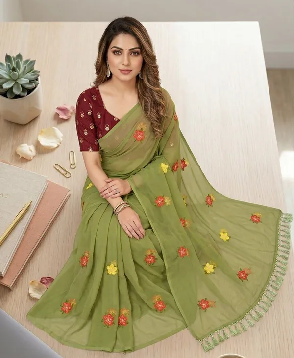 Green_Star_Georgette_Embroidered_Saree_For_Women
