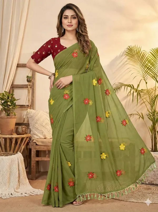 Green_Star_Georgette_Embroidered_Saree_For_Women