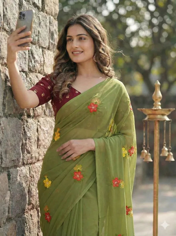 Green_Star_Georgette_Embroidered_Saree_For_Women