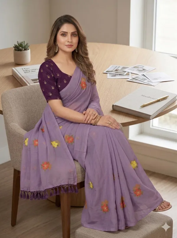 Light_Pink_Star_Georgette_Embroidered_Saree_For_Women