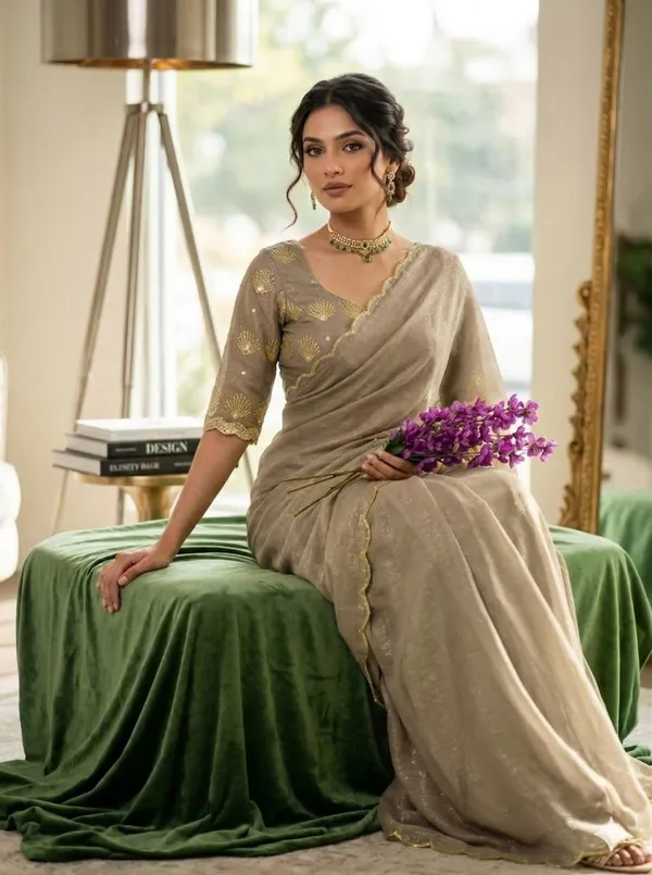 Cream_Star_Georgette_Embroidered_Saree_For_Women