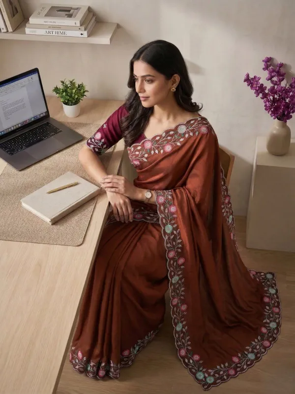 Maroon_Star_Georgette_Embroidered_Saree_For_Women