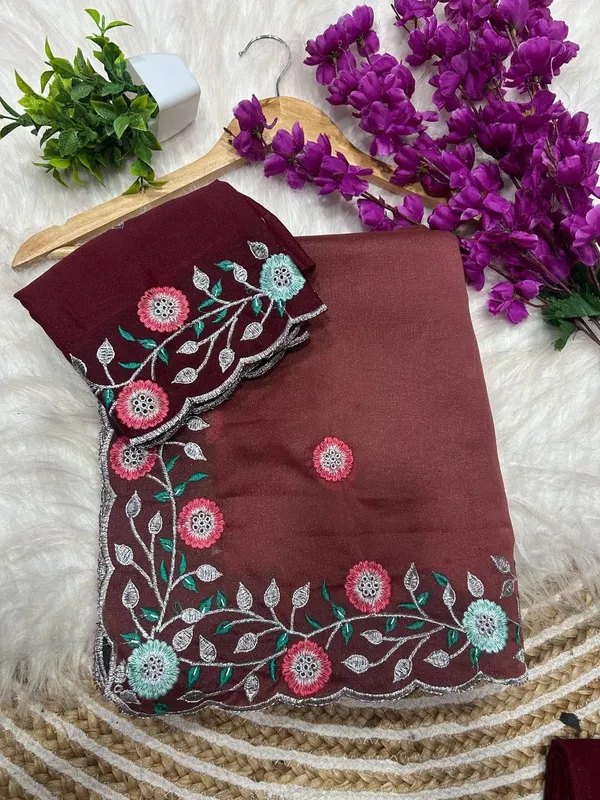 Maroon_Star_Georgette_Embroidered_Saree_For_Women