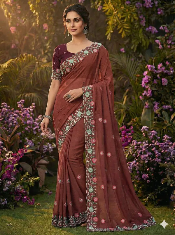 Maroon_Star_Georgette_Embroidered_Saree_For_Women