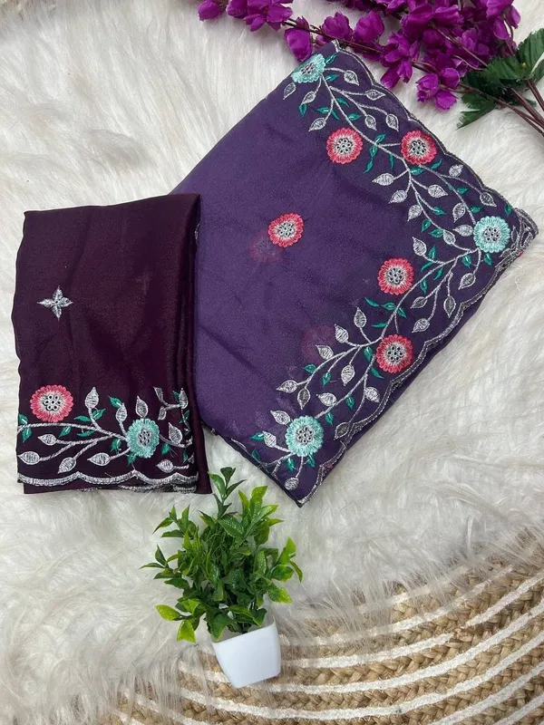 Purple_Star_Georgette_Embroidered_Saree_For_Women