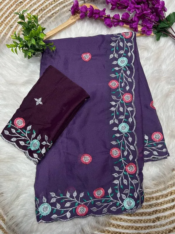 Purple_Star_Georgette_Embroidered_Saree_For_Women