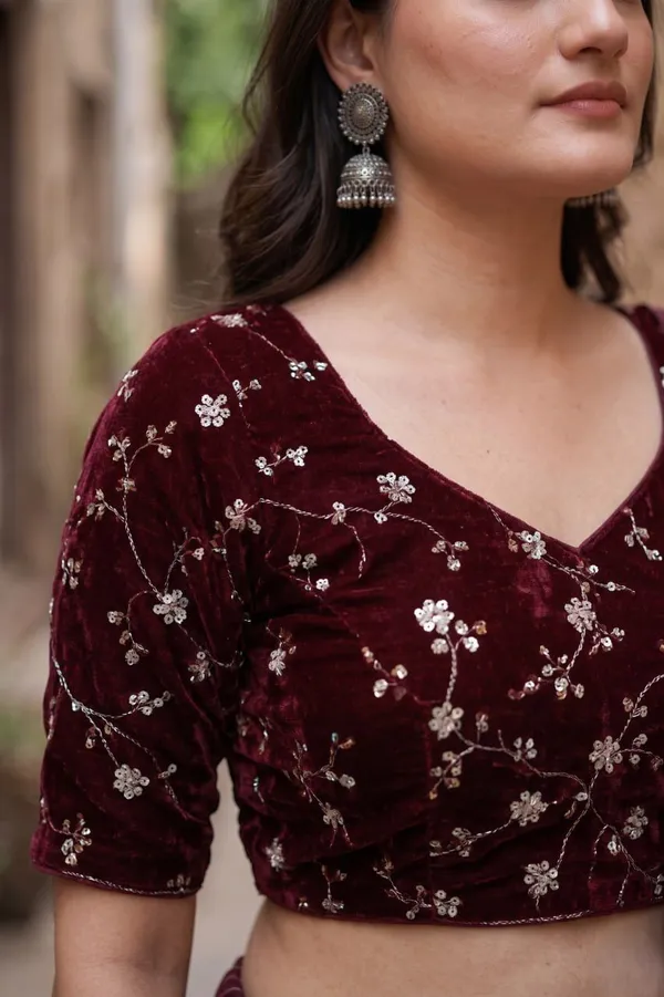 Maroon_Star_Georgette_Embroidered_Saree_For_Women