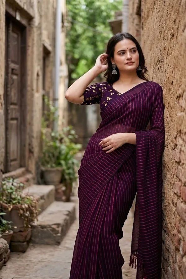 Purple_Star_Georgette_Embroidered_Saree_For_Women