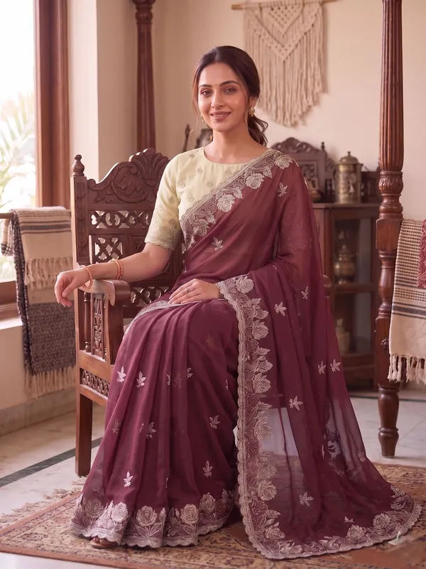 Pink_Star_Georgette_Embroidered_Saree_For_Women
