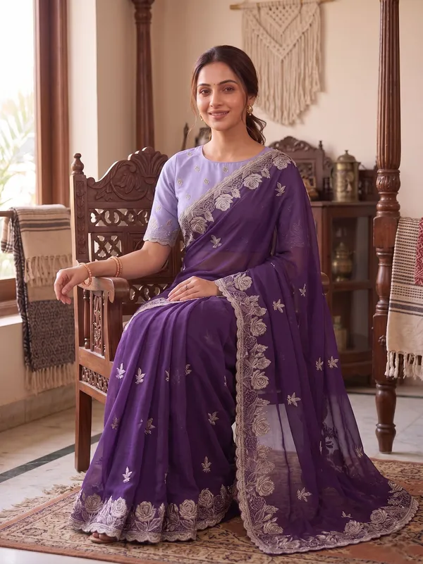 Purple_Star_Georgette_Saree_For_Women