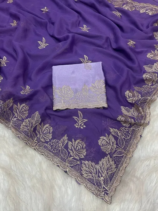 Purple_Star_Georgette_Saree_For_Women