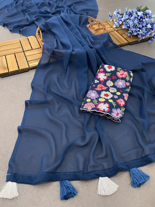 Blue_Star_Georgette_Solid_Bollywood_Saree_For_Women