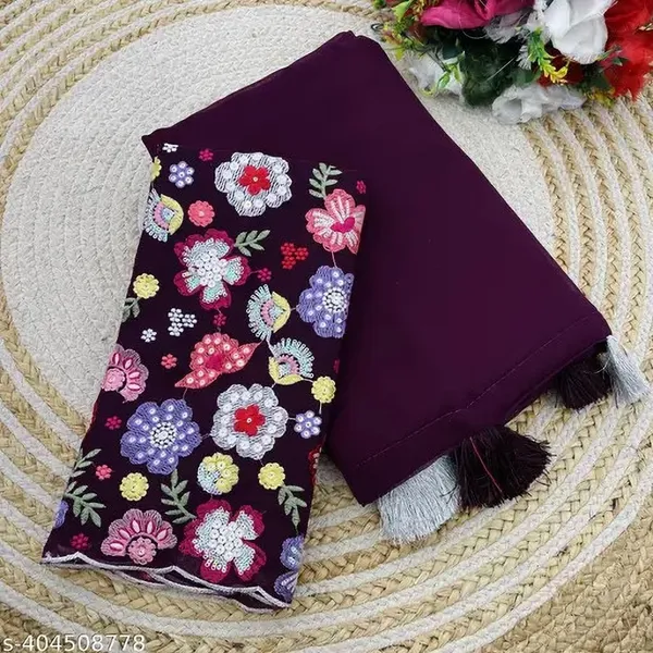 Purple_Star_Georgette_Solid_Saree_For_Women