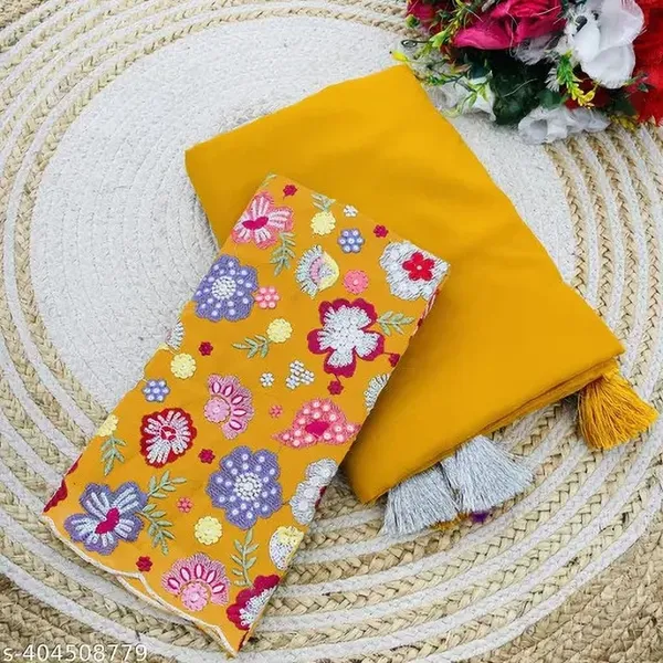 Yellow_Star_Georgette_Embroidered_Saree_For_Women